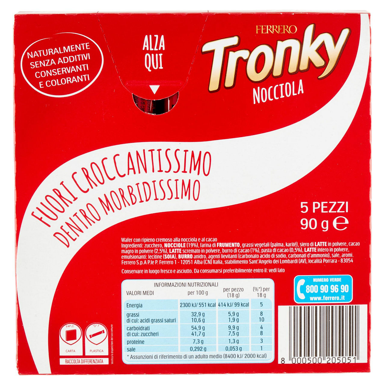 Snack Tronky con ripieno cremoso alla nocciola e cacao 5 pz - Immagine 31