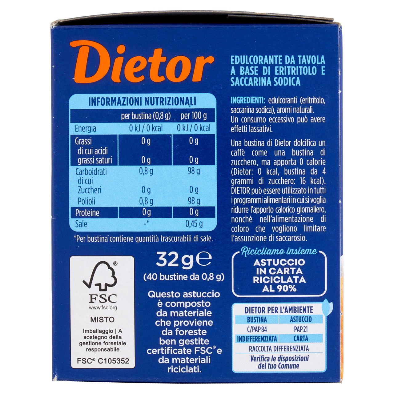 Dolcificante edulcorante in bustine 40 pz 32 gr - Immagine 51