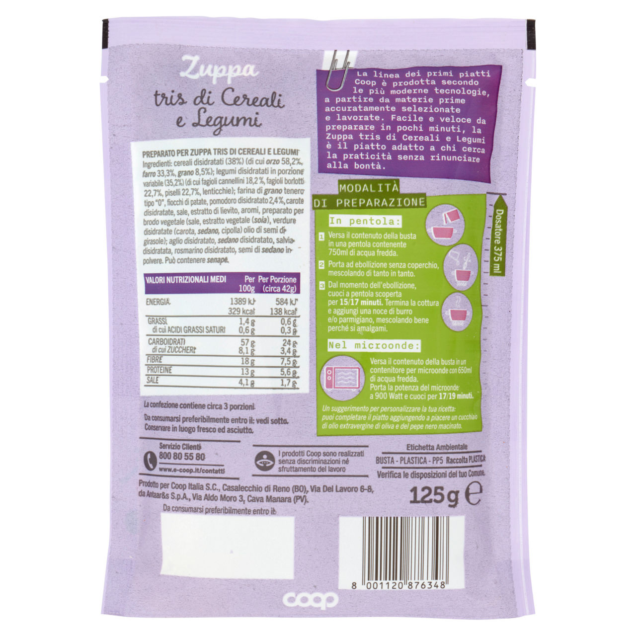 Zuppa tris di cereali e legumi coop busta  gr.125 - Immagine 51