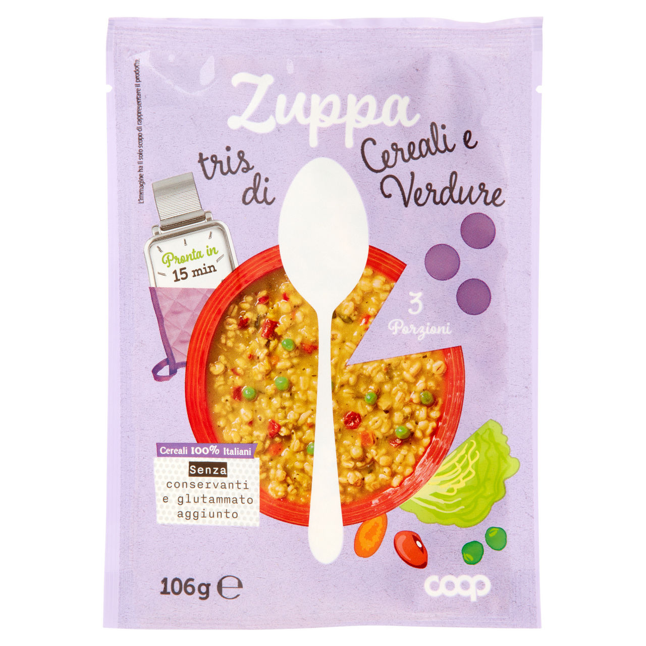 Preparato per zuppa tris di cereali e verdure 106 gr - Immagine 01