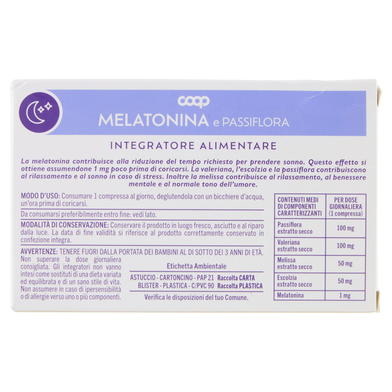 Integratore alimentare melatonina e passiflora 60 compresse - Immagine 31