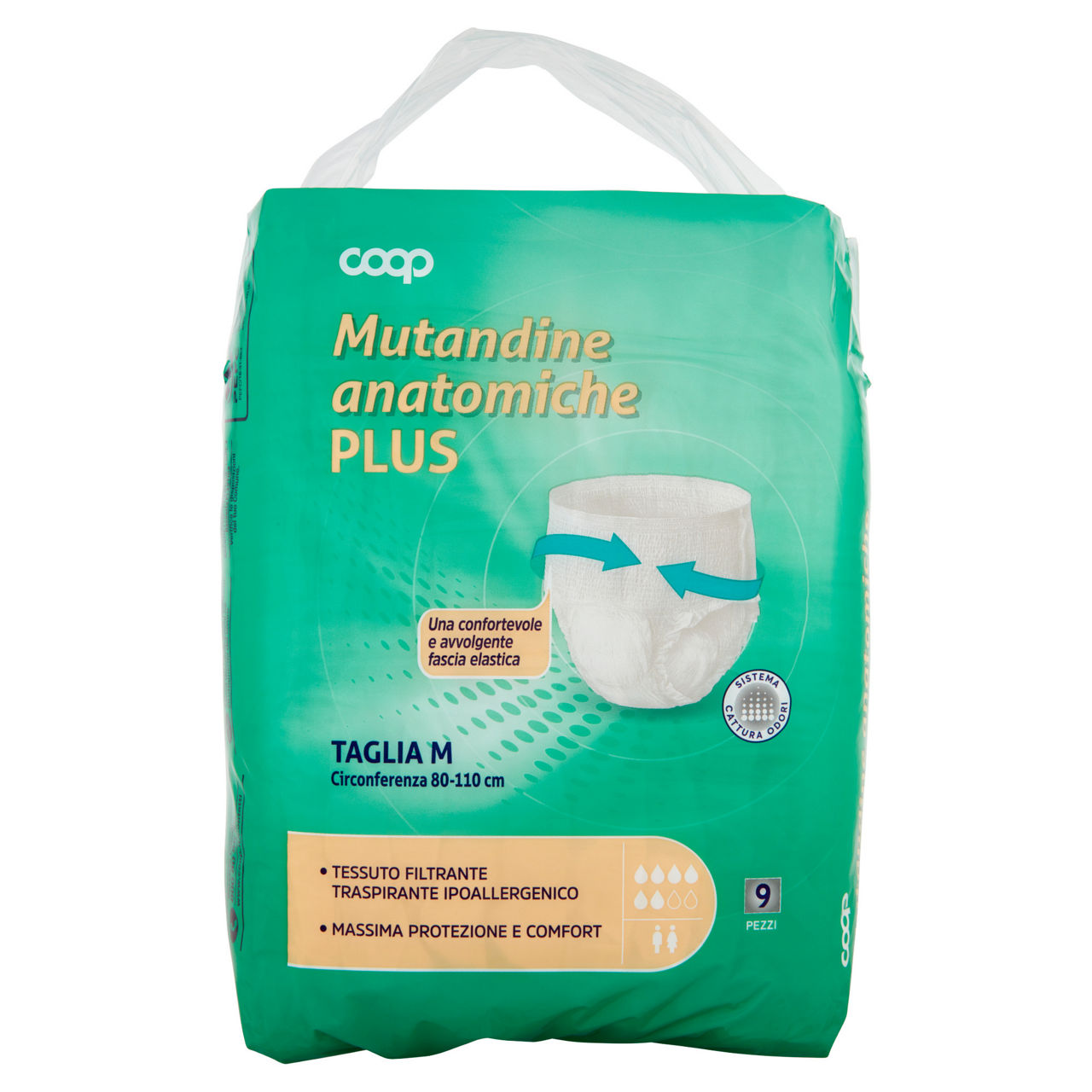 Assorbenti per incontinenza mutandina anatomica plus coop media busta pz 9 - Immagine 01