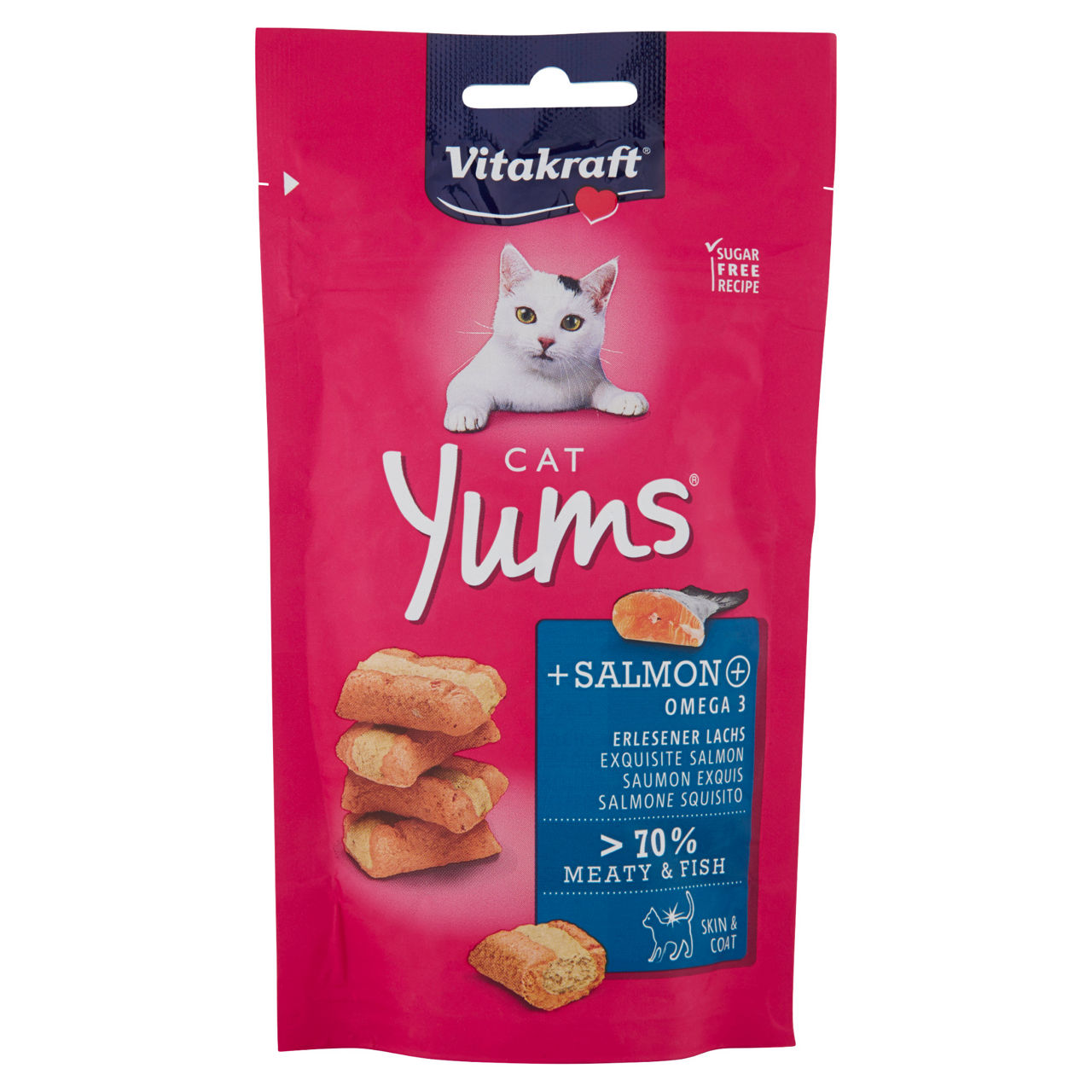 Snack per gatti con carne e salmone 40 gr