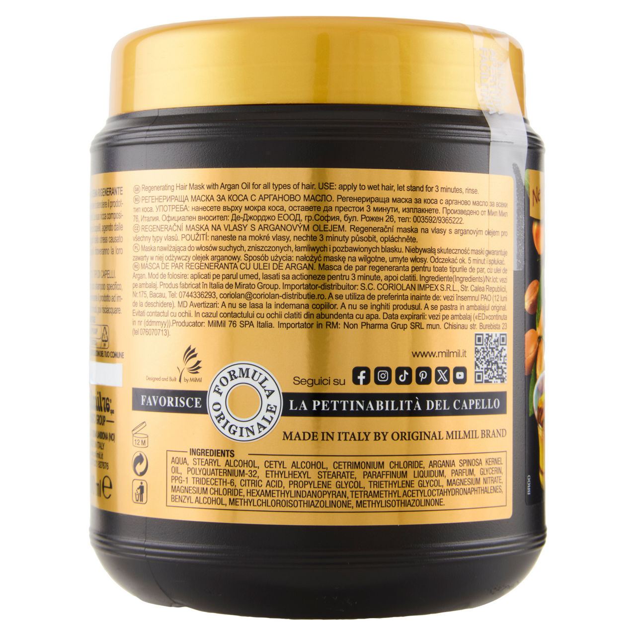 Crema capelli rigenerante all'olio di argan milmil l 1 - Immagine 11