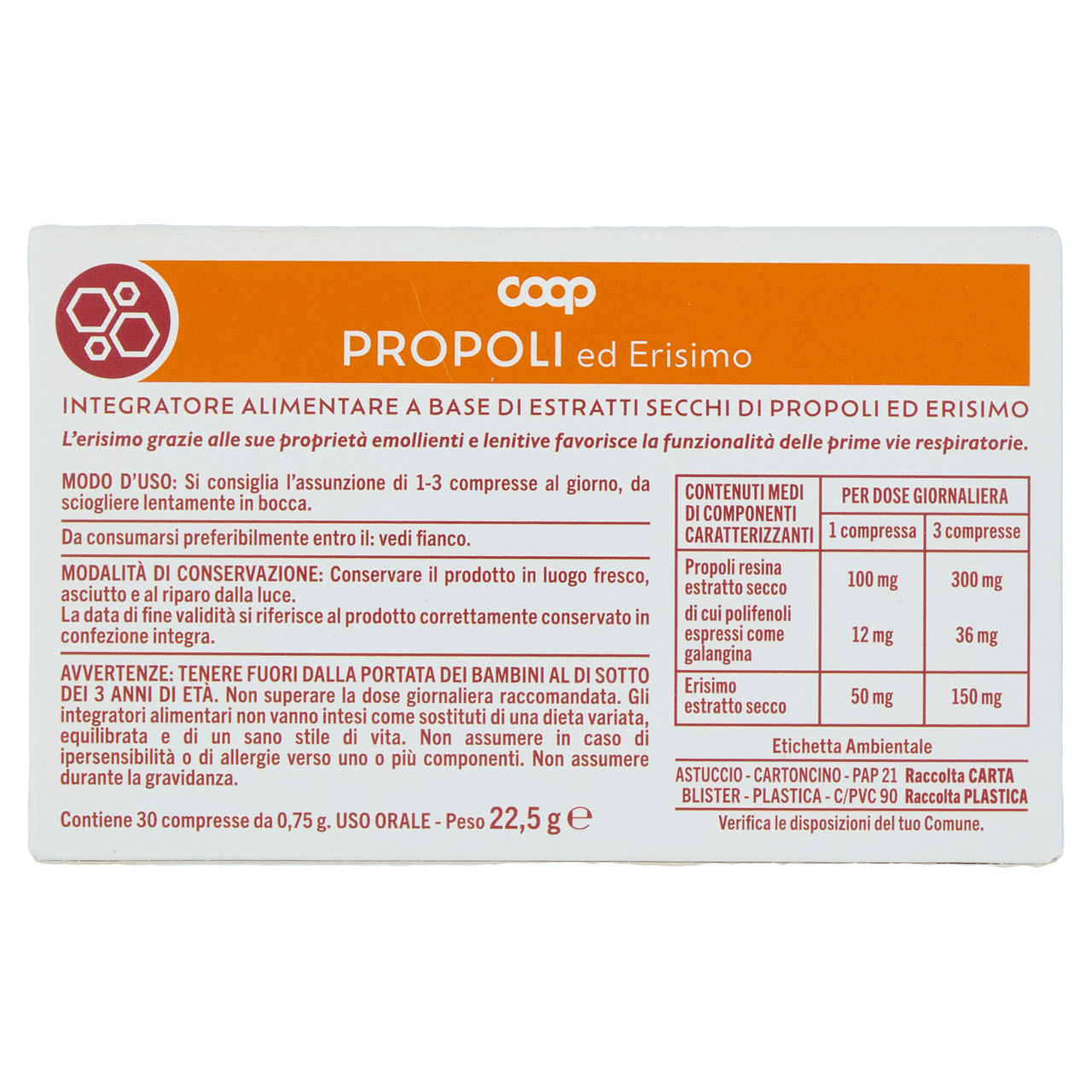 Integratore alimentare propoli ed Erisimo 30 compresse - Immagine 21