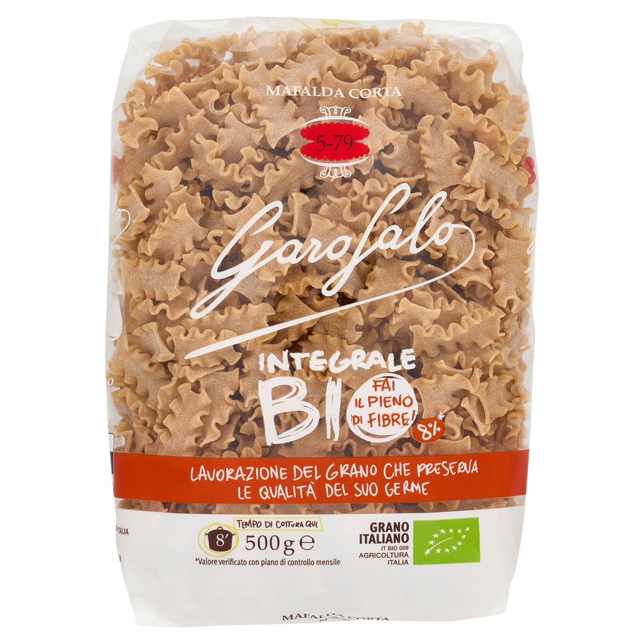 Mafalda corta n. 5-79 pasta di semola integrale di grano duro bio 500 gr