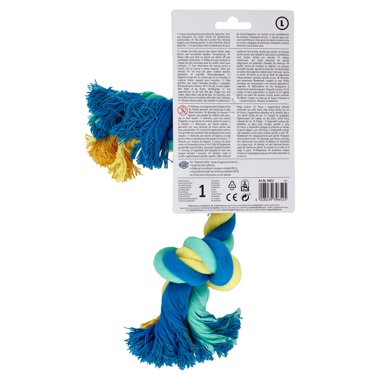 Fune cotone colorato 37 cm gioco per cani vitakraft pz. 1 - Immagine 11