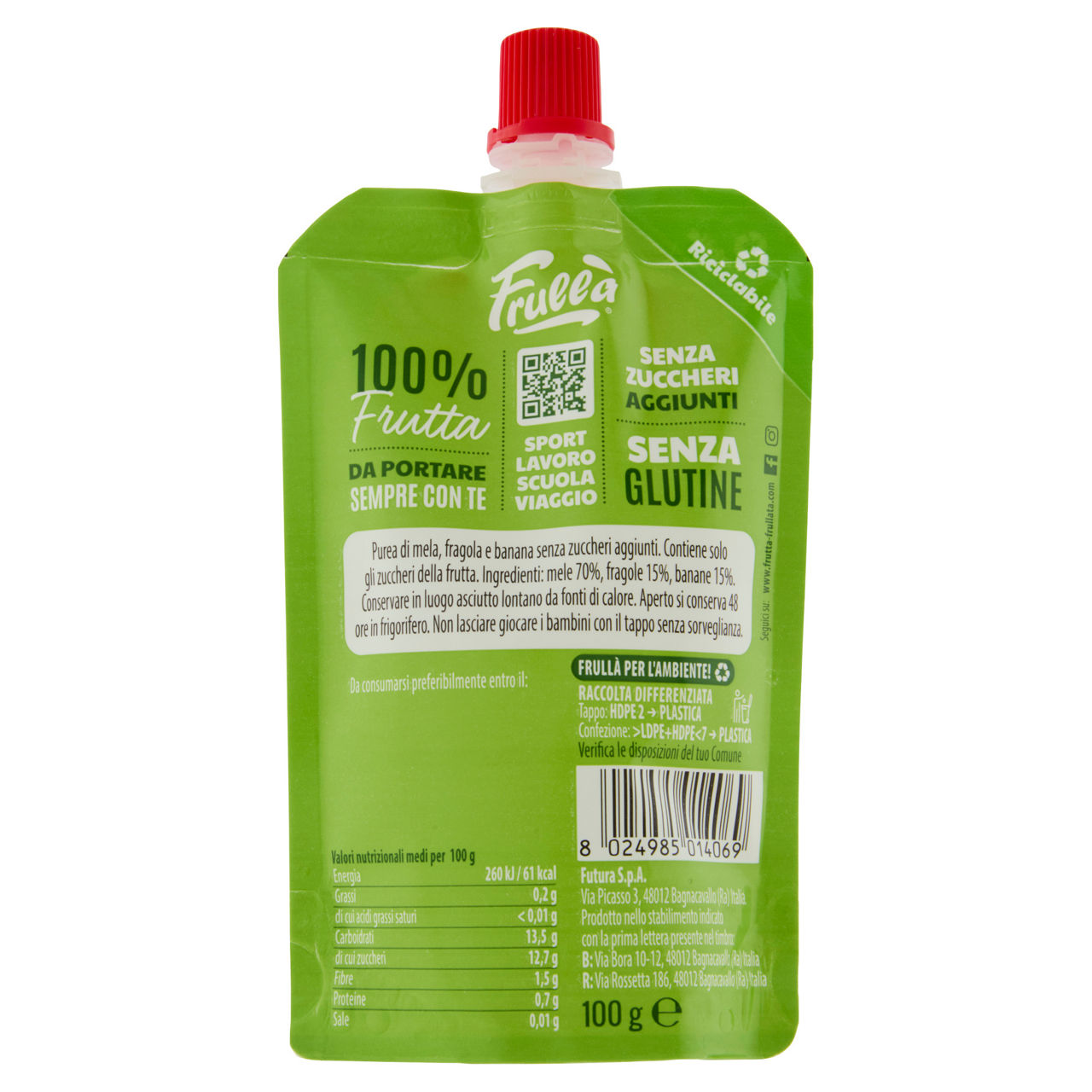 Polpa di frutta mela fragola e banana 100 gr - Immagine 101