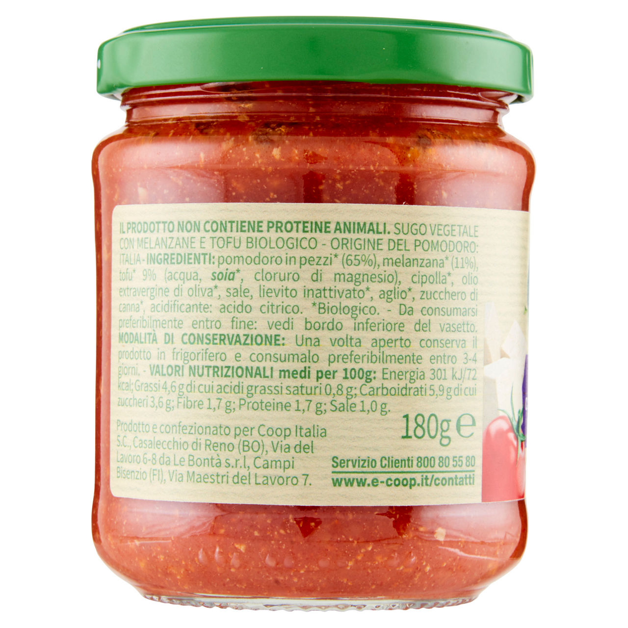 Sugo vegetale con melanzane e tofu biologico vivi verde 180 g - Immagine 41
