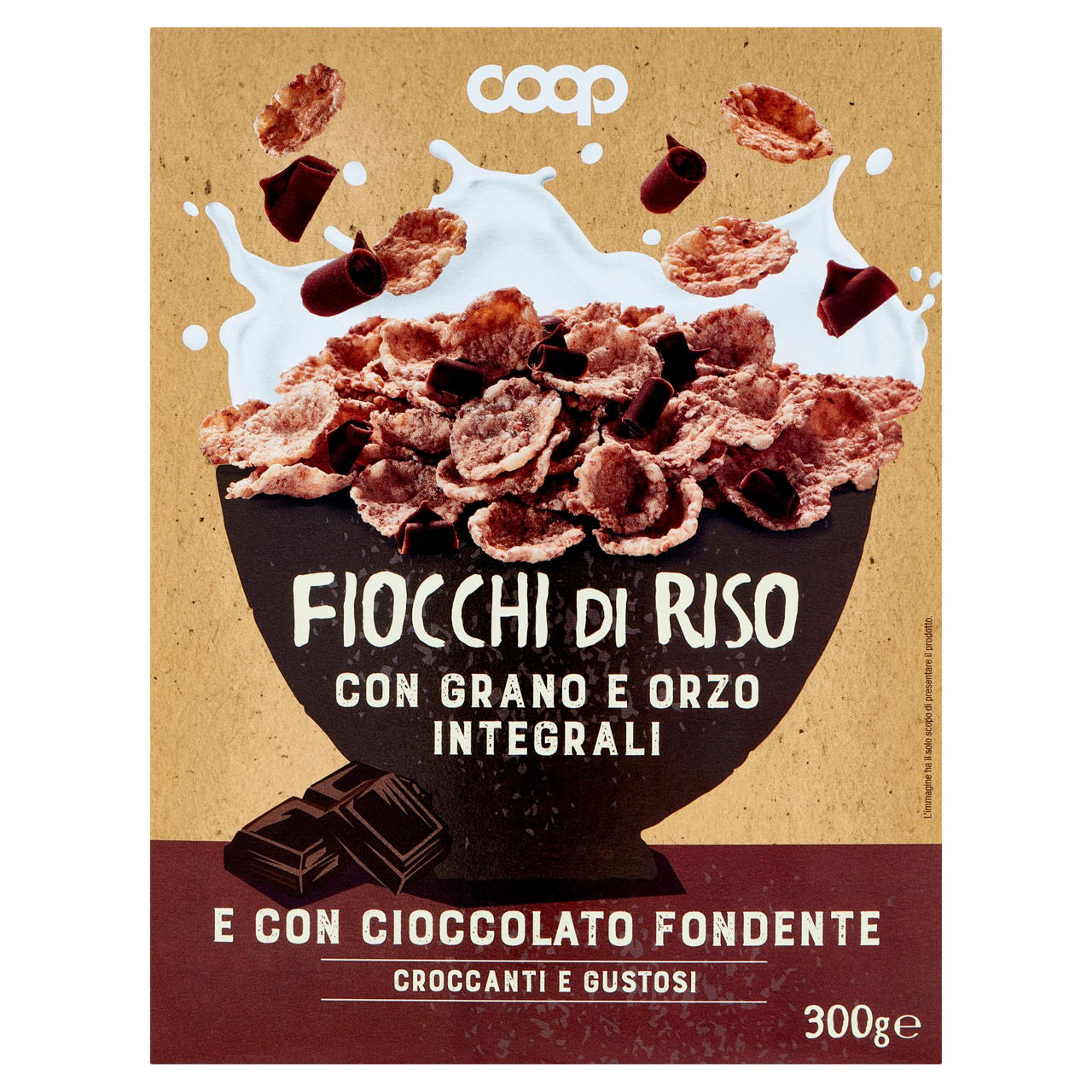 Fiocchi di riso con grano e orzo integrali e con cioccolato fondente 300 g - Immagine 01