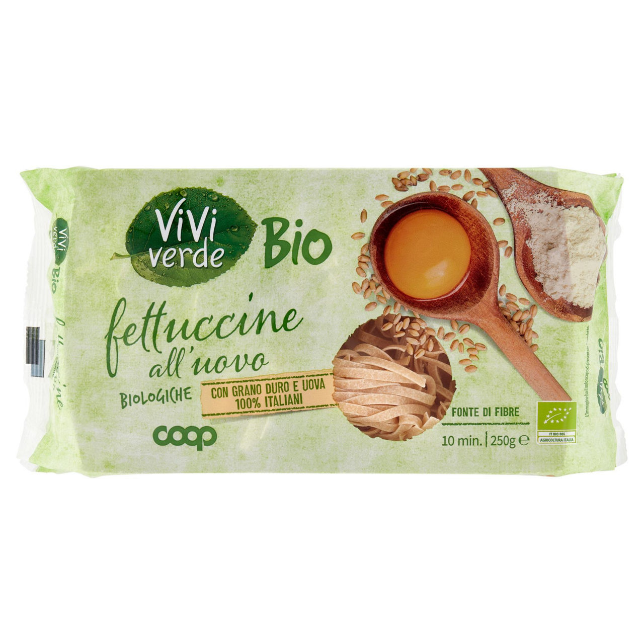 Fettuccine all'uovo biologiche vivi verde 250 g - Immagine 01