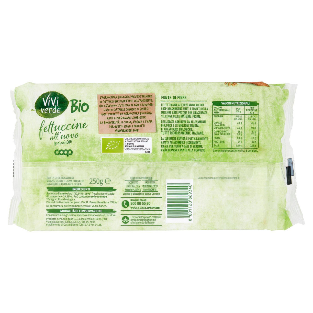 Fettuccine all'uovo biologiche vivi verde 250 g - Immagine 41