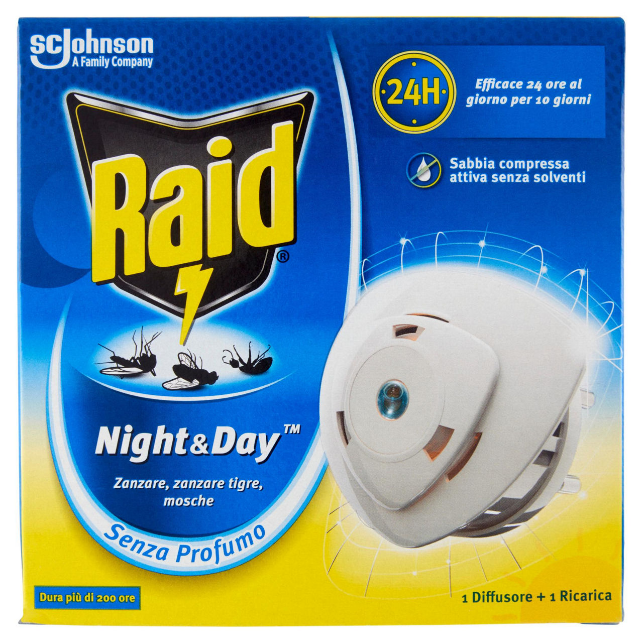Insetticida a sabbia compessa Night&Day con ricarica 2 pz
