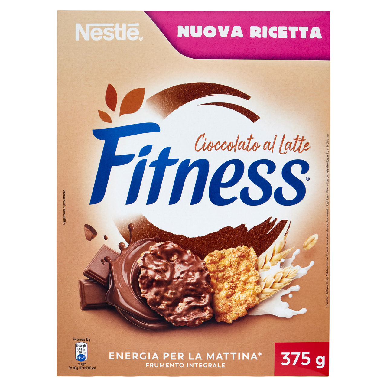 Cereali integrali con fiocchi ricoperti di cioccolato al latte 375 gr - Immagine 01