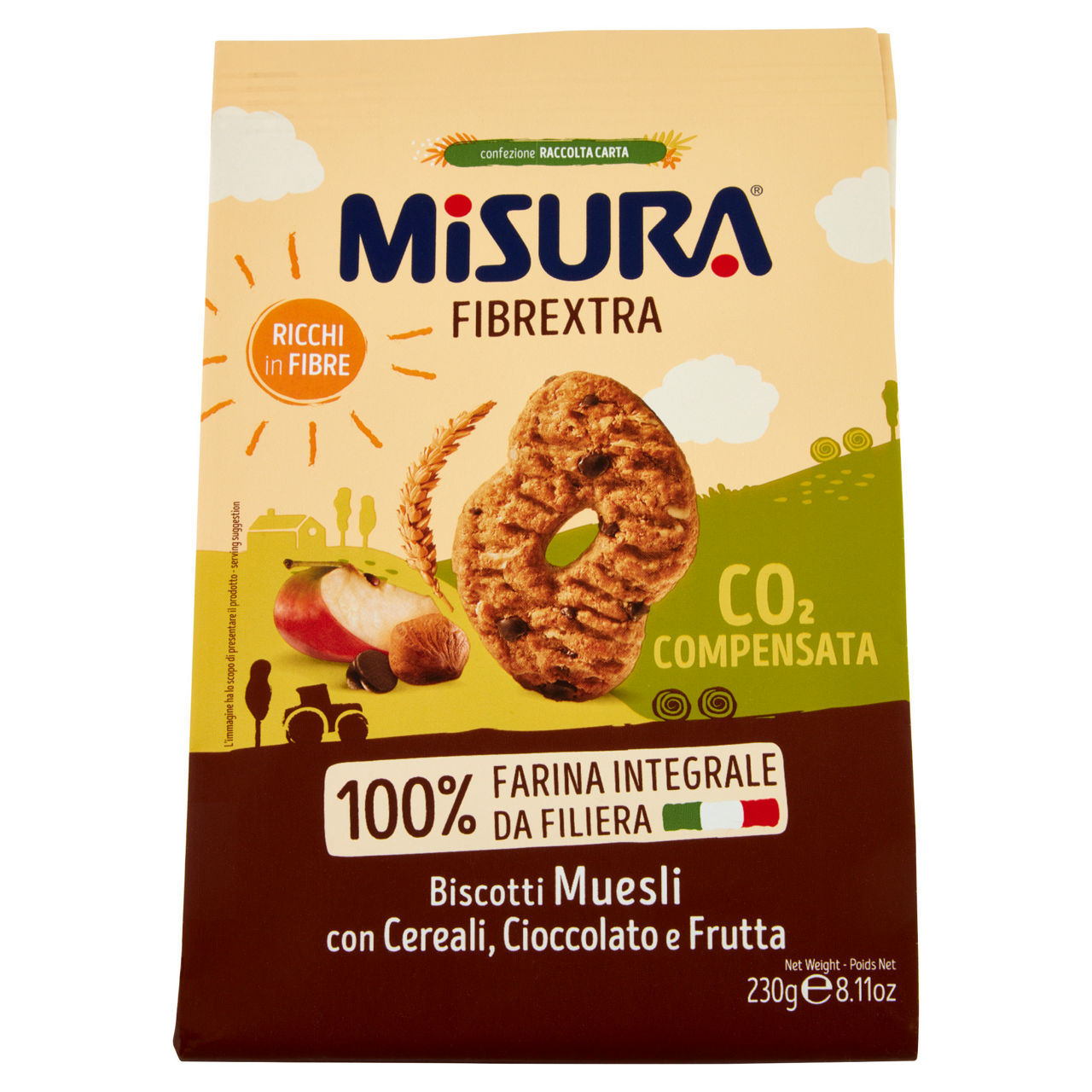 Biscotti muesli cereali cioccolato e frutta 230 gr - Immagine 01