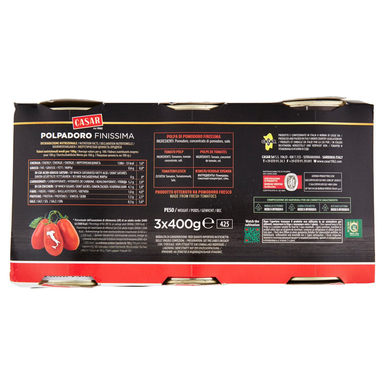 Polpa di pomodoro finissima polpadoro 3 pz x 400 gr - Immagine 51