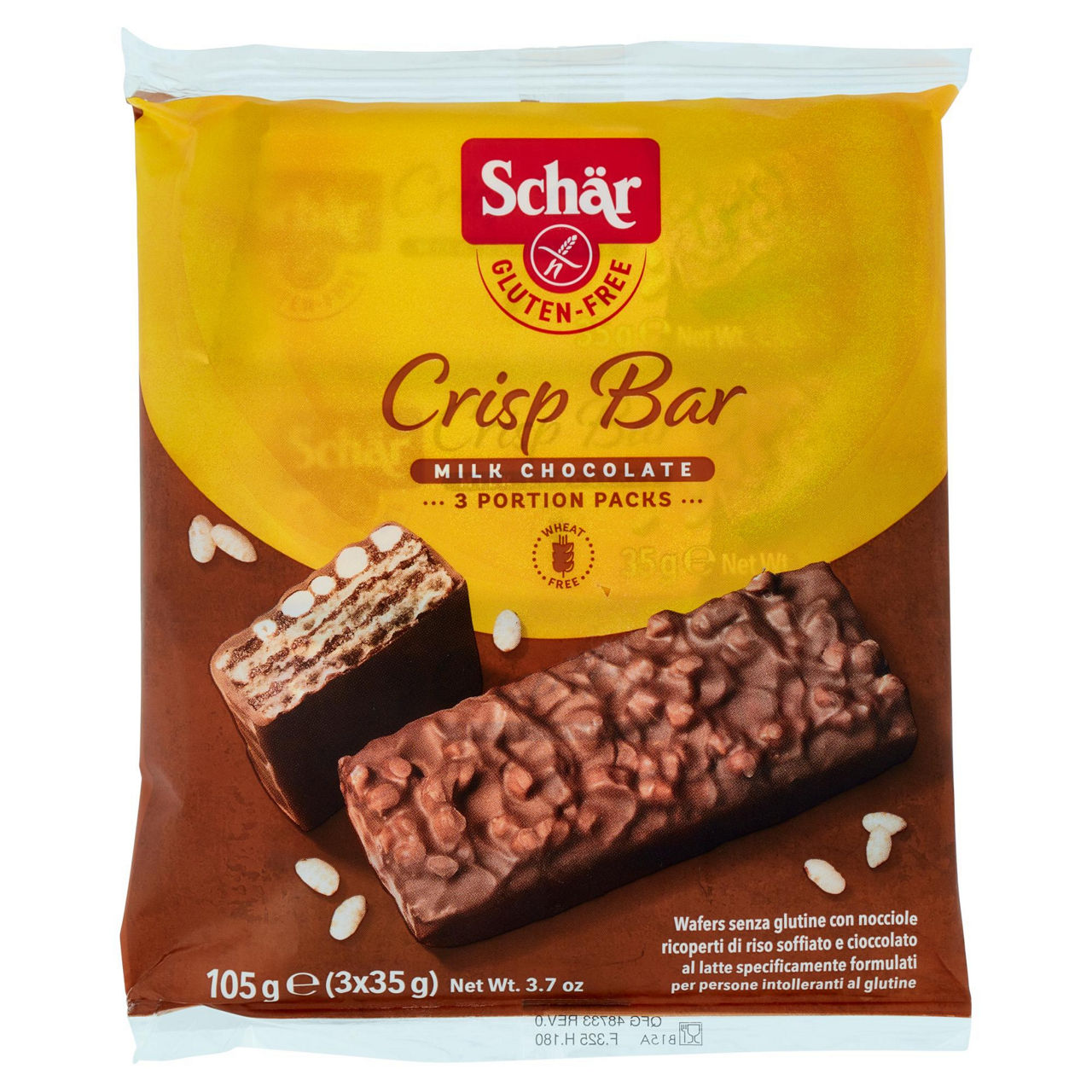 Wafers con nocciole senza glutine 3 pz x 105 gr
