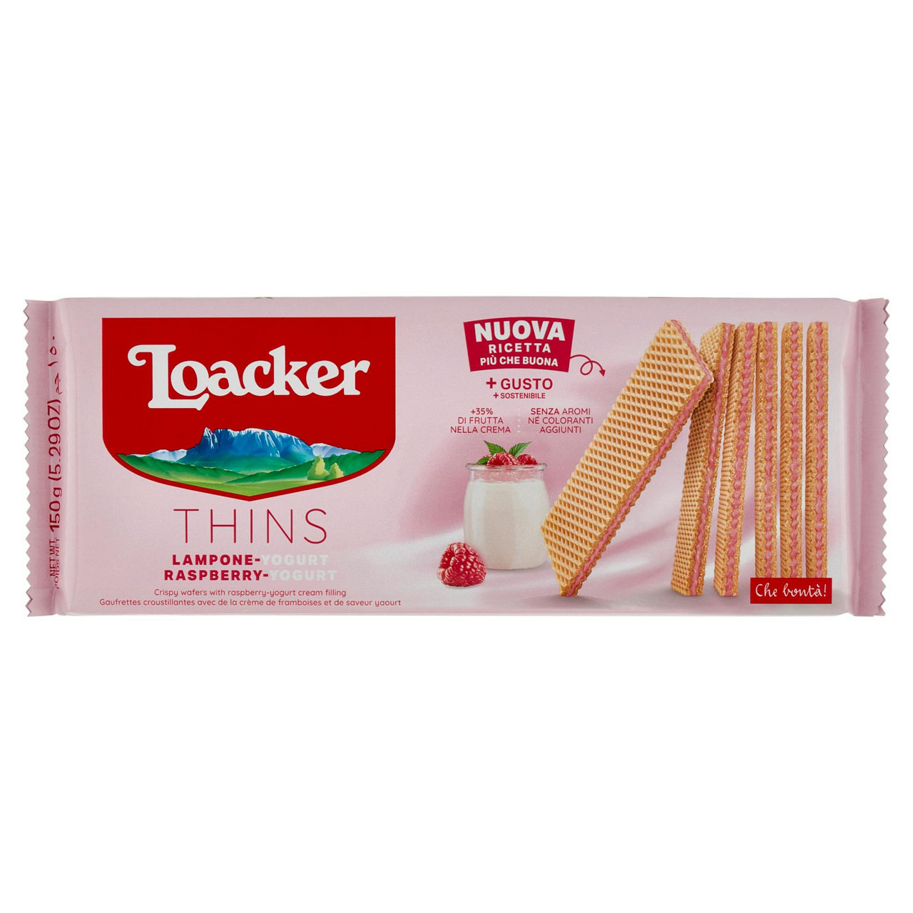 Wafer Thins con crema ai lamponi e yogurt 150 gr