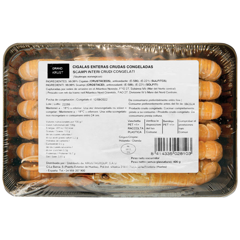 Scampi interi crudi congelati 400 gr