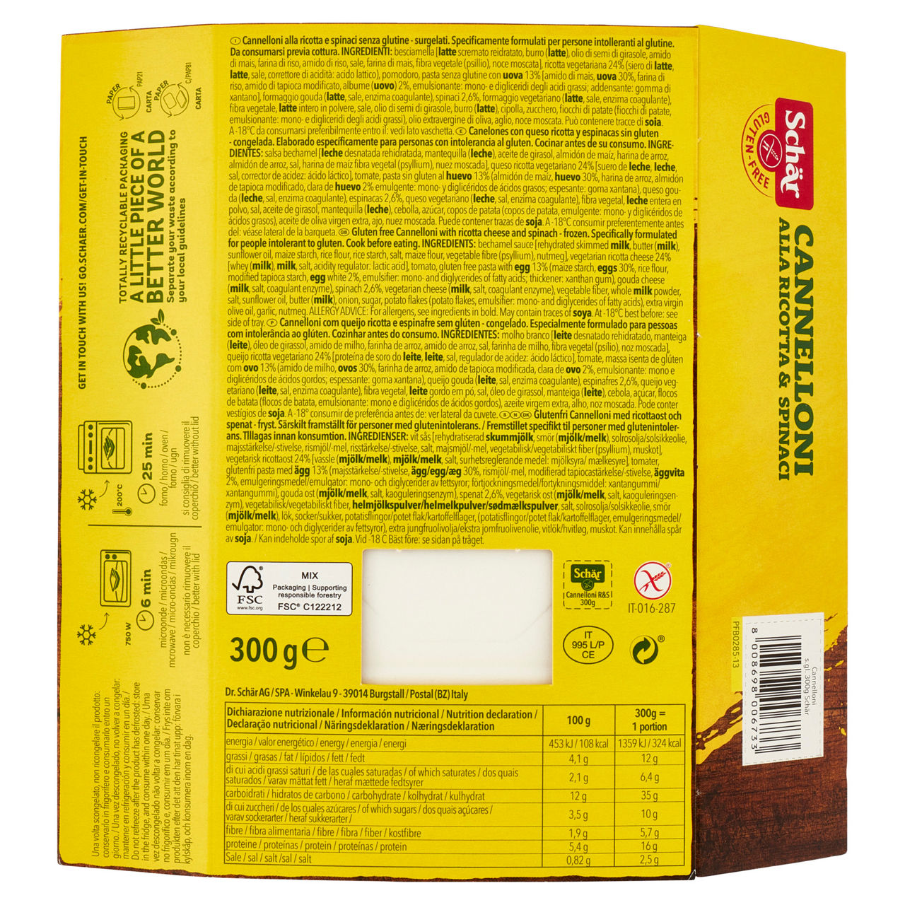 Cannelloni ricotta e spinaci senza glutine surgelati 300 gr - Immagine 51