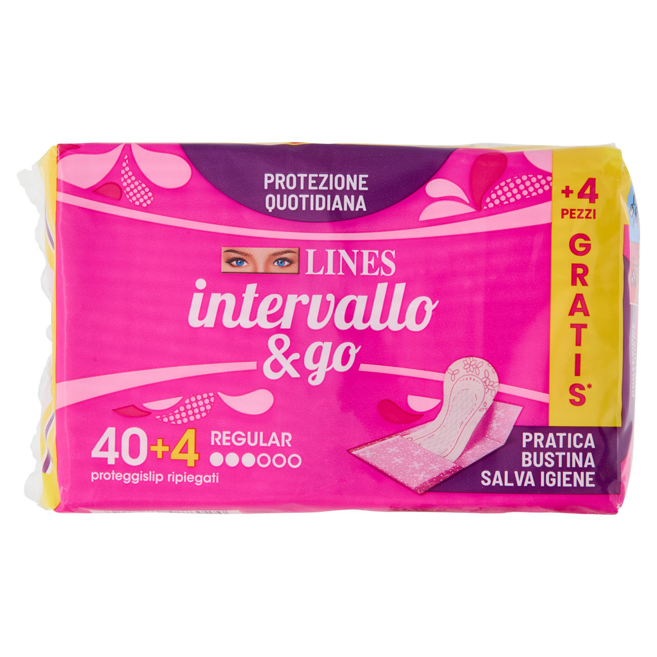 Salvaslip regular ripiegato 40 pz + 4 pezzi omaggio - Immagine 01