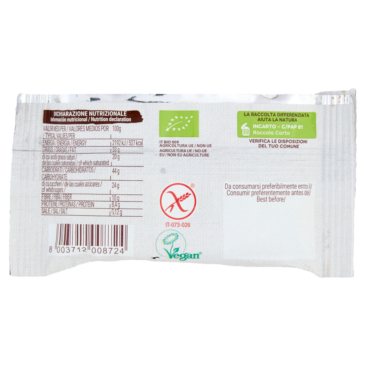 Cioccolato fondente extra con riso integrale monoporzione senza glutine bio 25 gr - Immagine 31