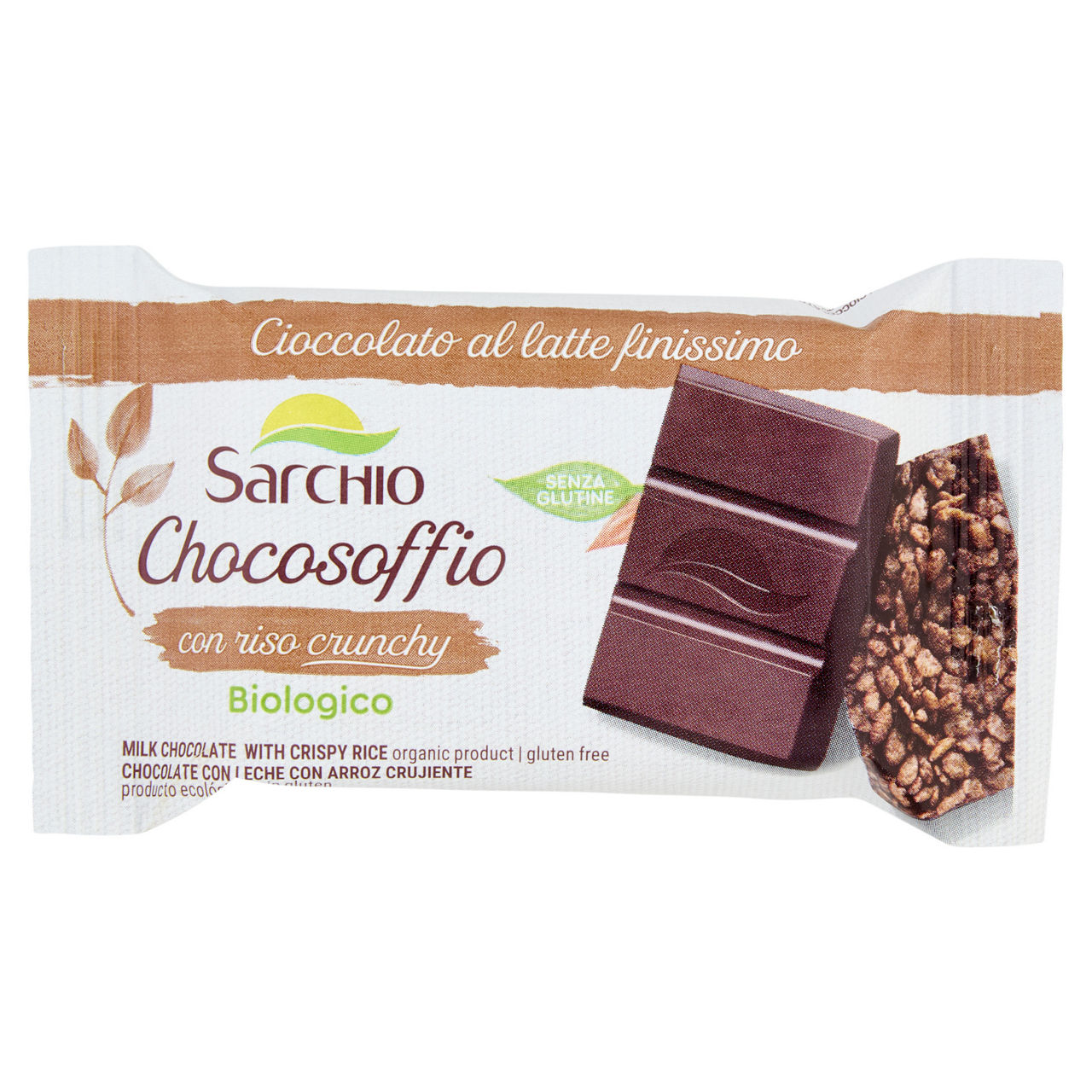 Cioccolato al latte con riso integrale monoporzione senza glutine bio 25 gr