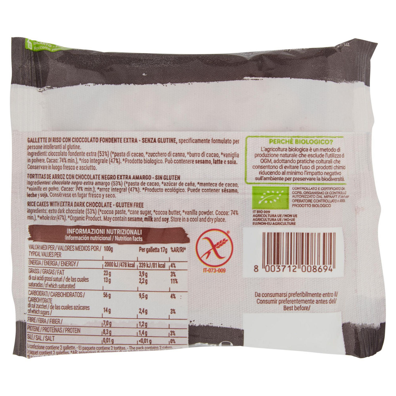 Gallette di riso con cioccolato fondente extra bio 34gr - Immagine 21