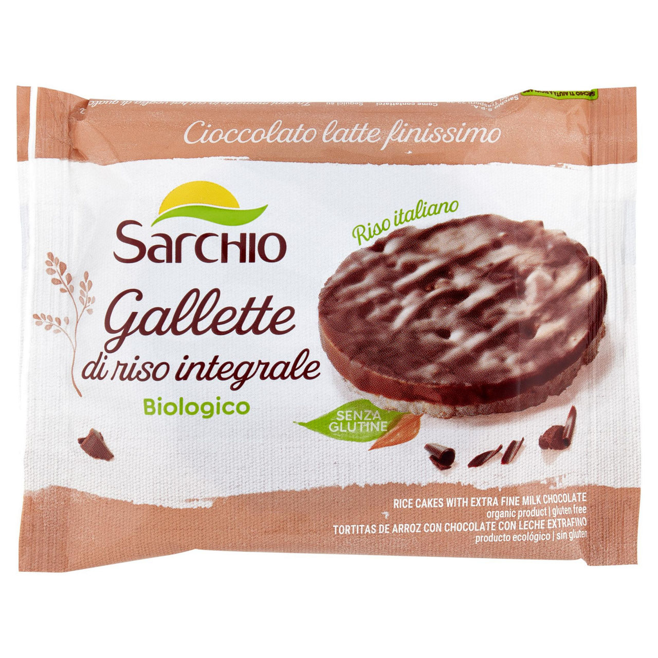 Gallette di riso integrale con cioccolato al latte finissimo bio 34 gr - Immagine 01