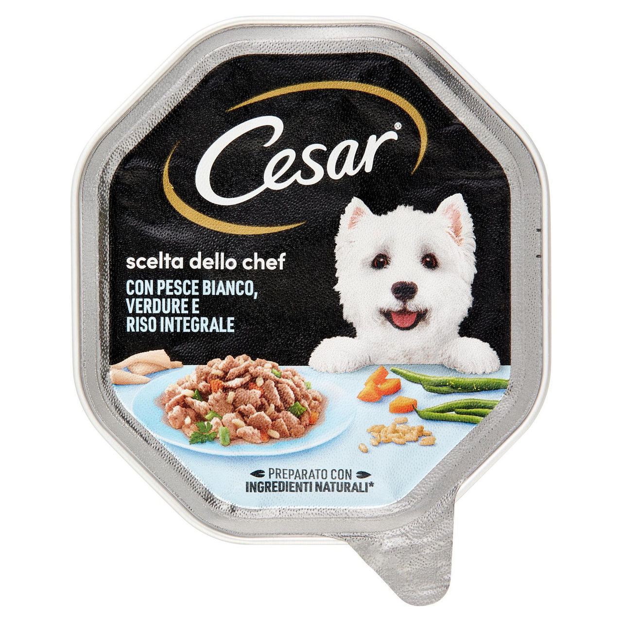 Umido per cani con pesce bianco verdure e riso integrale 150 gr