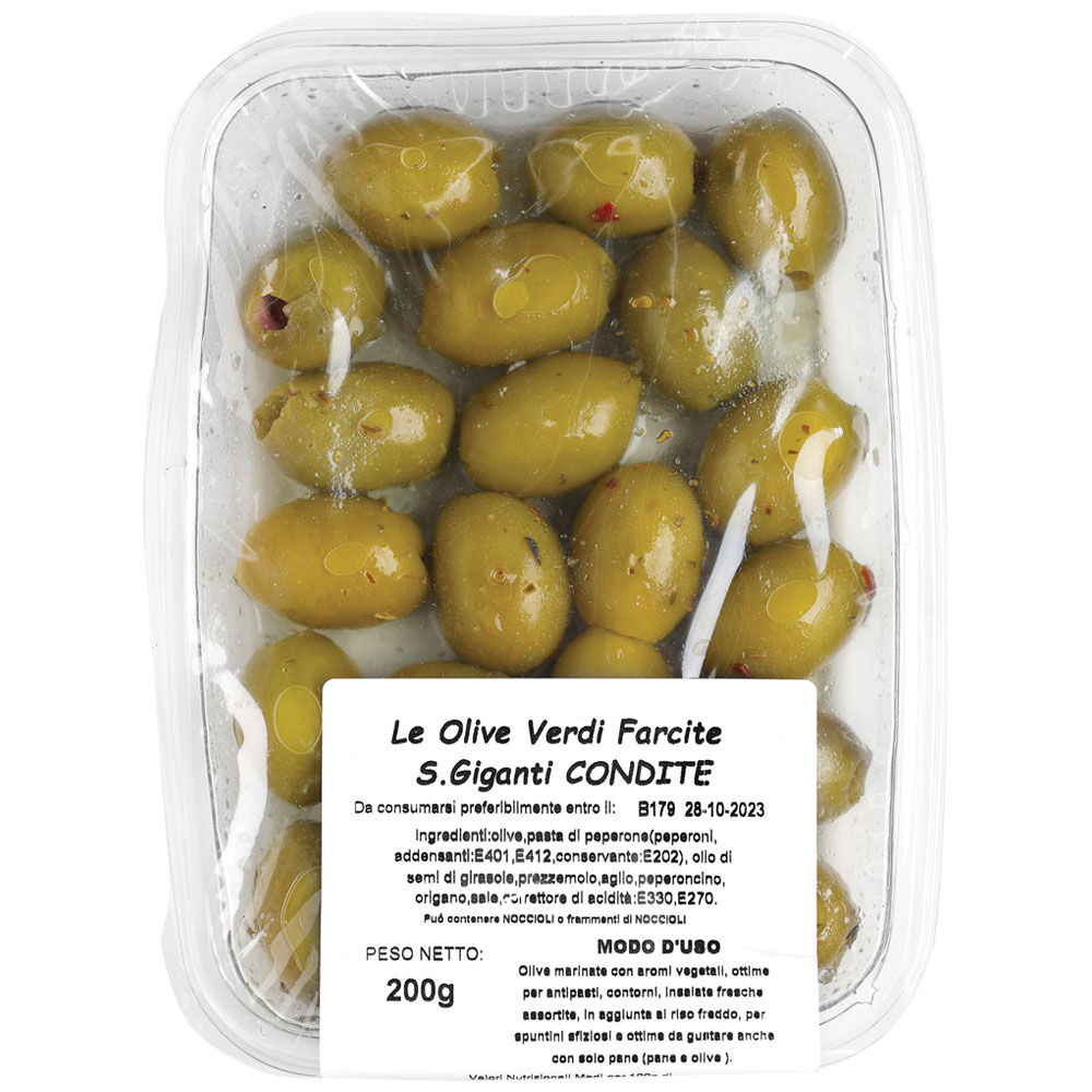 Olive verdi giganti farcite 200 gr - Immagine 01
