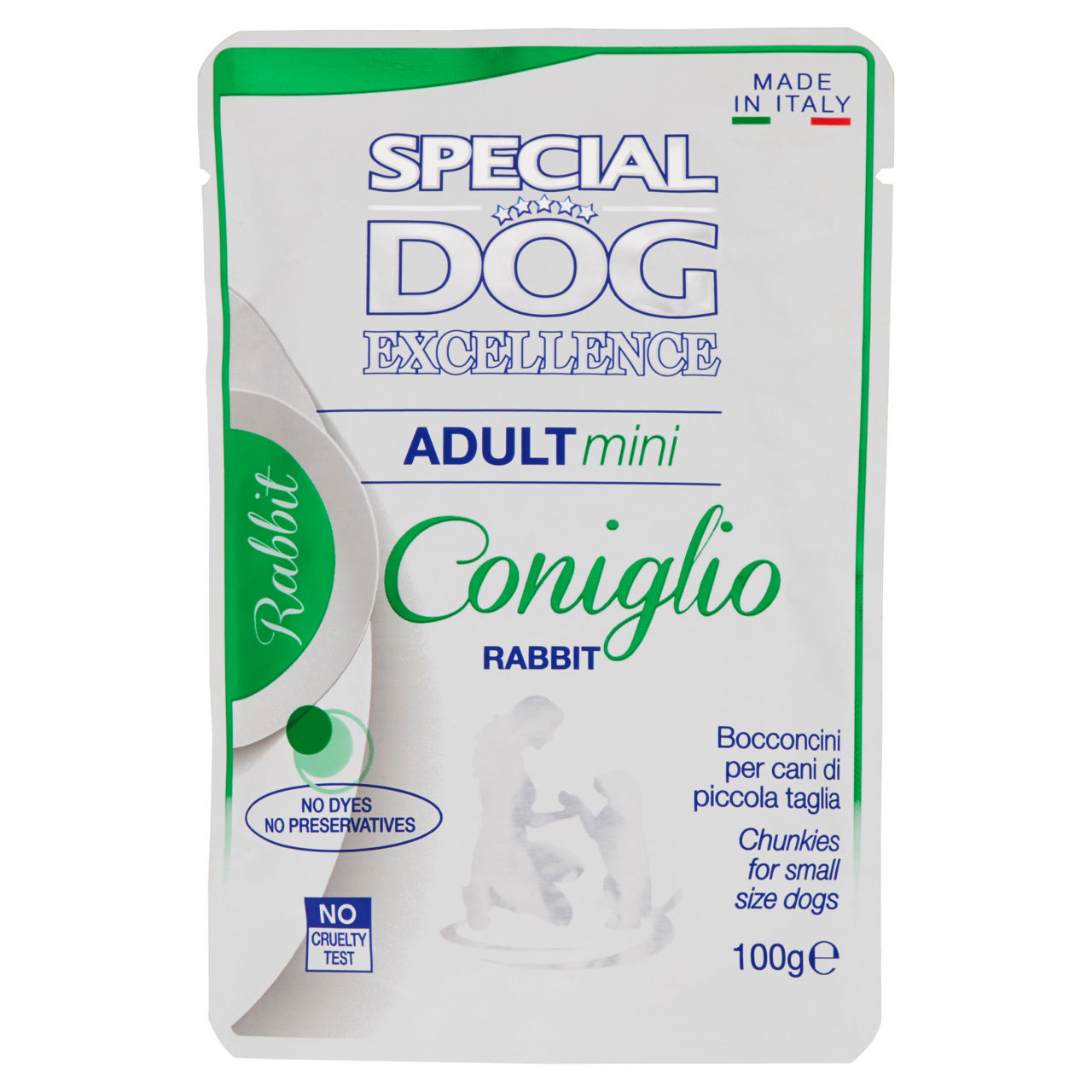 Bocconcini umidi per cani adulti di piccola taglia coniglio 100 gr
