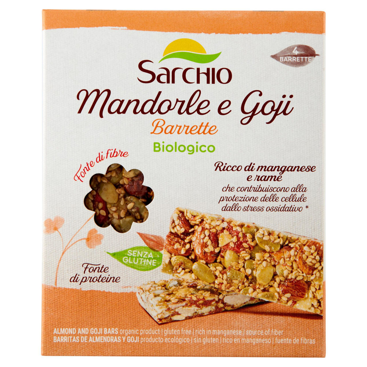 Barrette mandorle e Goji bio senza glutine 80 gr