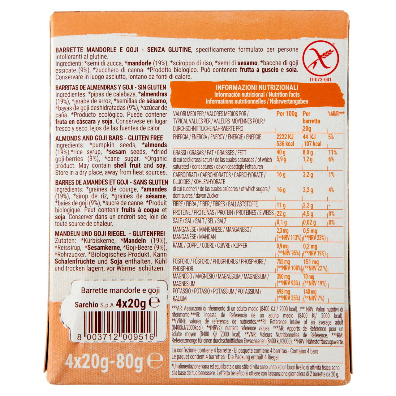 Barrette mandorle e Goji bio senza glutine 80 gr - Immagine 21