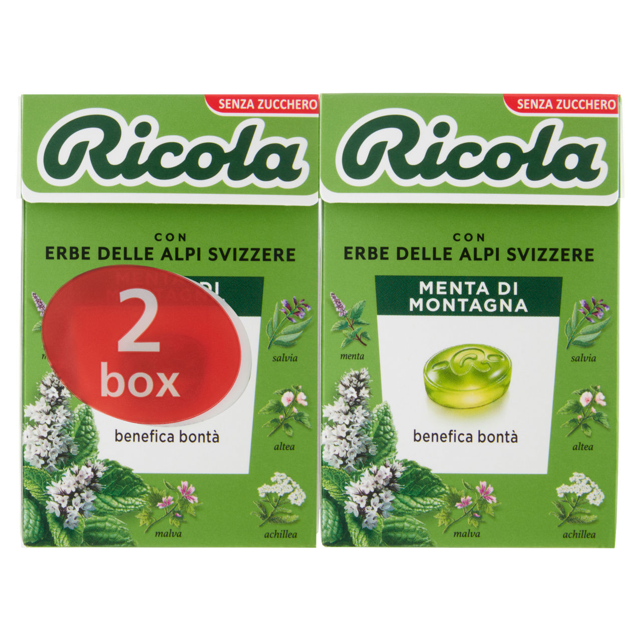 Caramelle dure alla menta di montagna senza zucchero 2 pz x 50 gr - Immagine 01