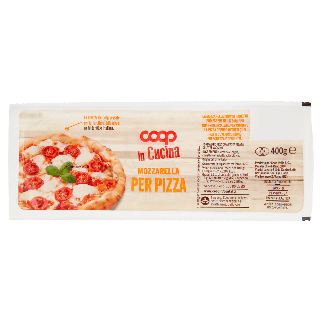 Mozzarella per pizza 400 gr - Immagine 01