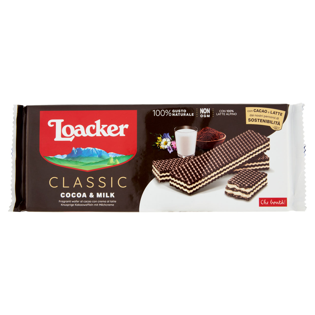 Wafer al cacao con crema al latte 100% Alpino 175 gr