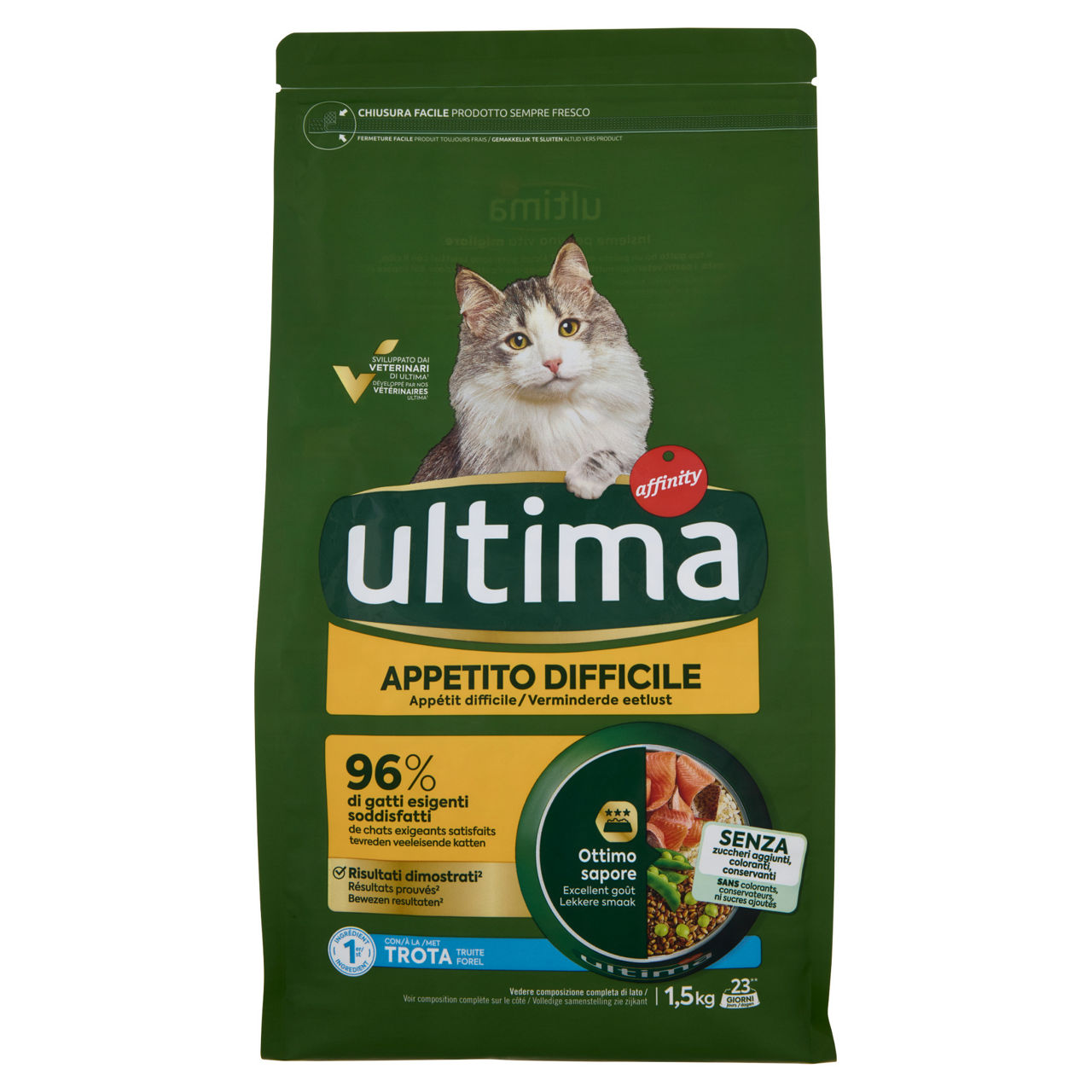 Crocchette per gatti appetito difficile con trota 1,5 kg