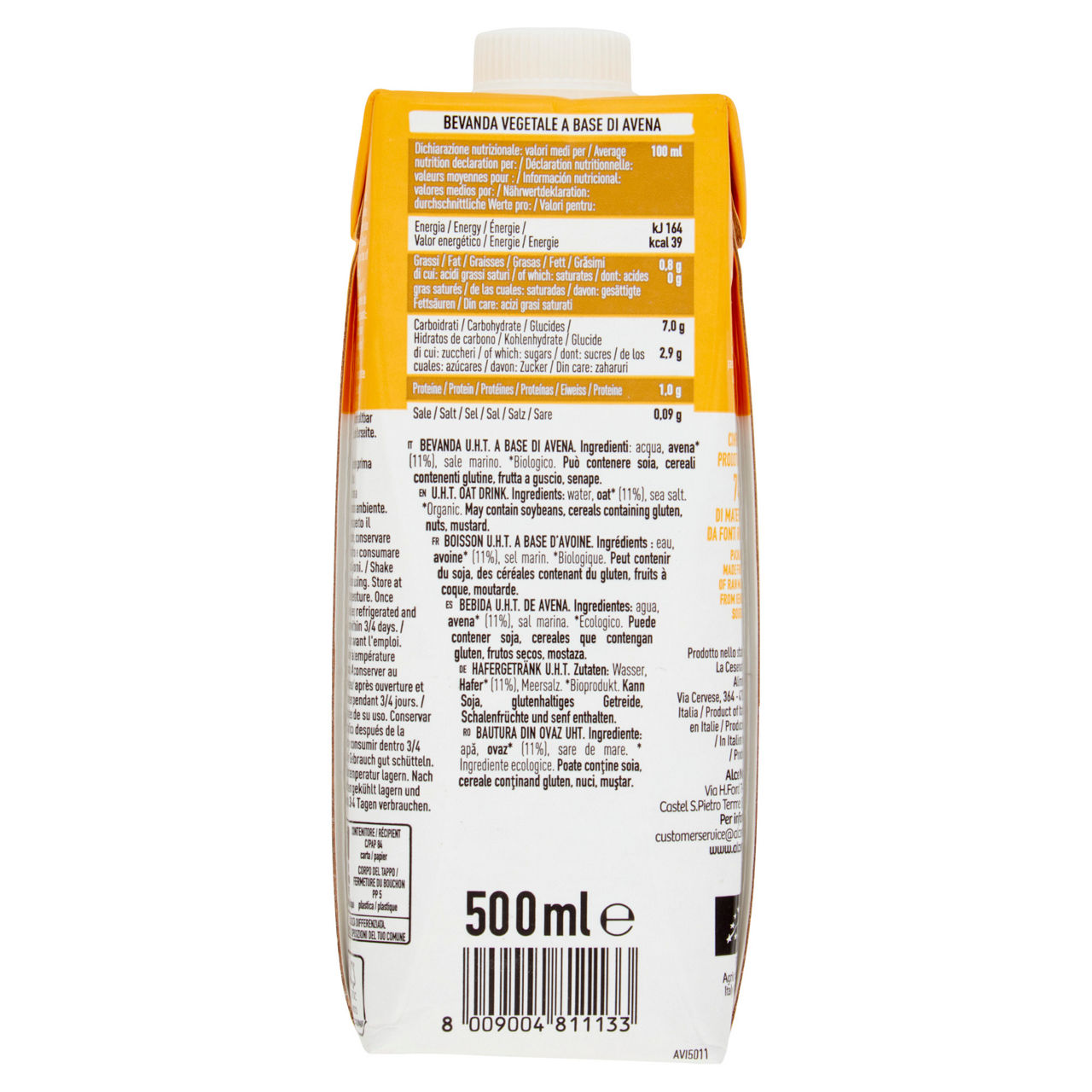 Bevanda vegetale di avena bio senza zucchero 500 ml - Immagine 11