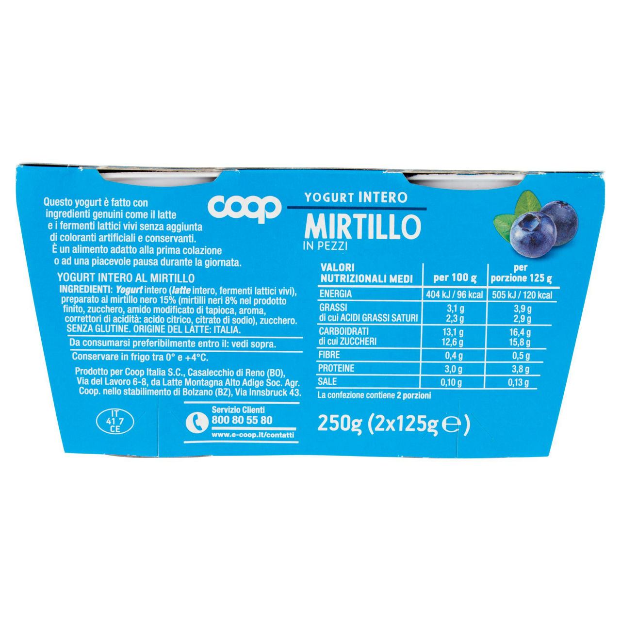 Yogurt intero con mirtilli in pezzi 2 pz da 125 gr - Immagine 61