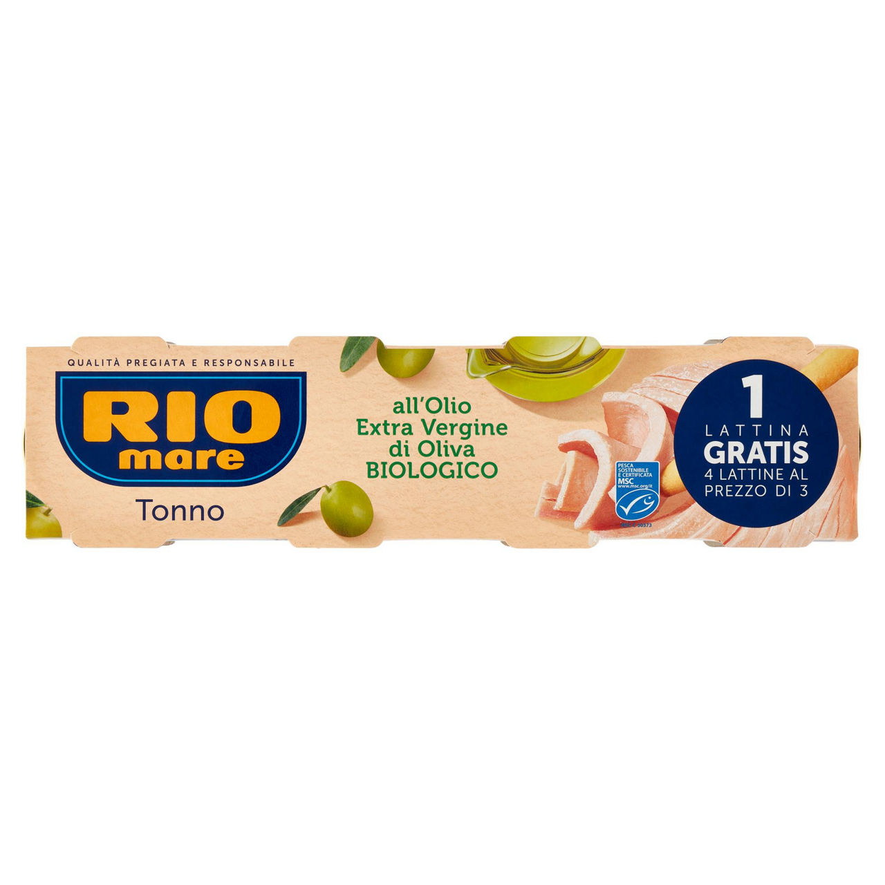 Tonno extravergine di oliva bio rio mare 65g x 3+1 omaggio - Immagine 01