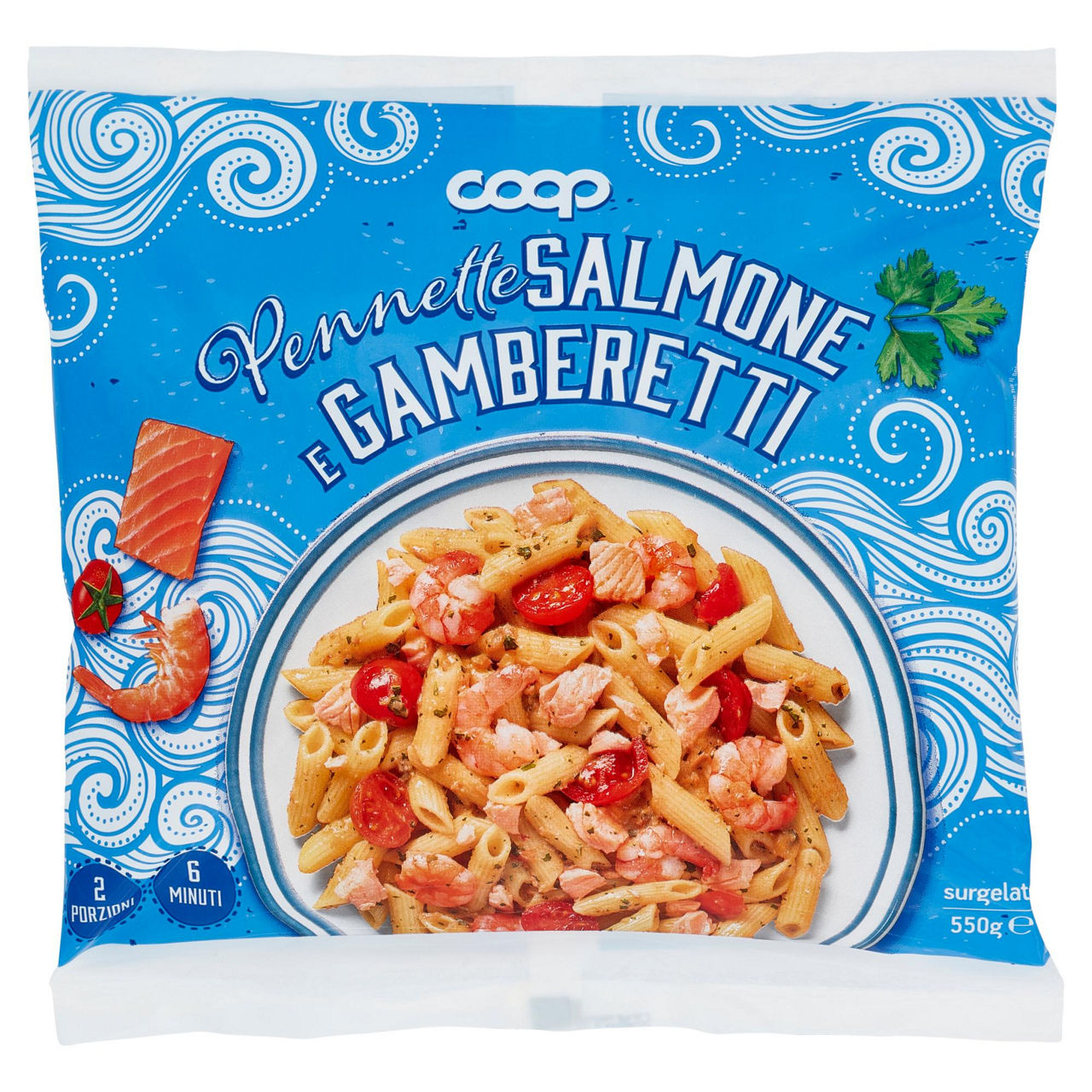 Pennette con salmone e gamberetti surgelate 550 gr - Immagine 01