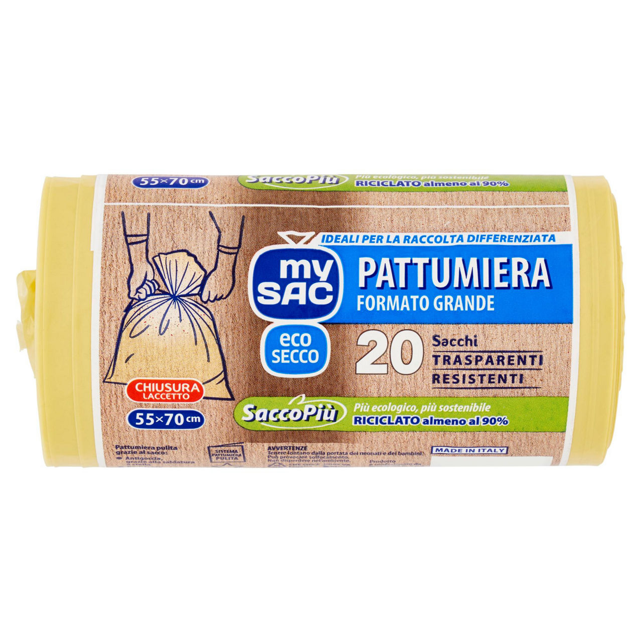 Sacchi nettezza gialli grandi 40 lt 20 pz - Immagine 01