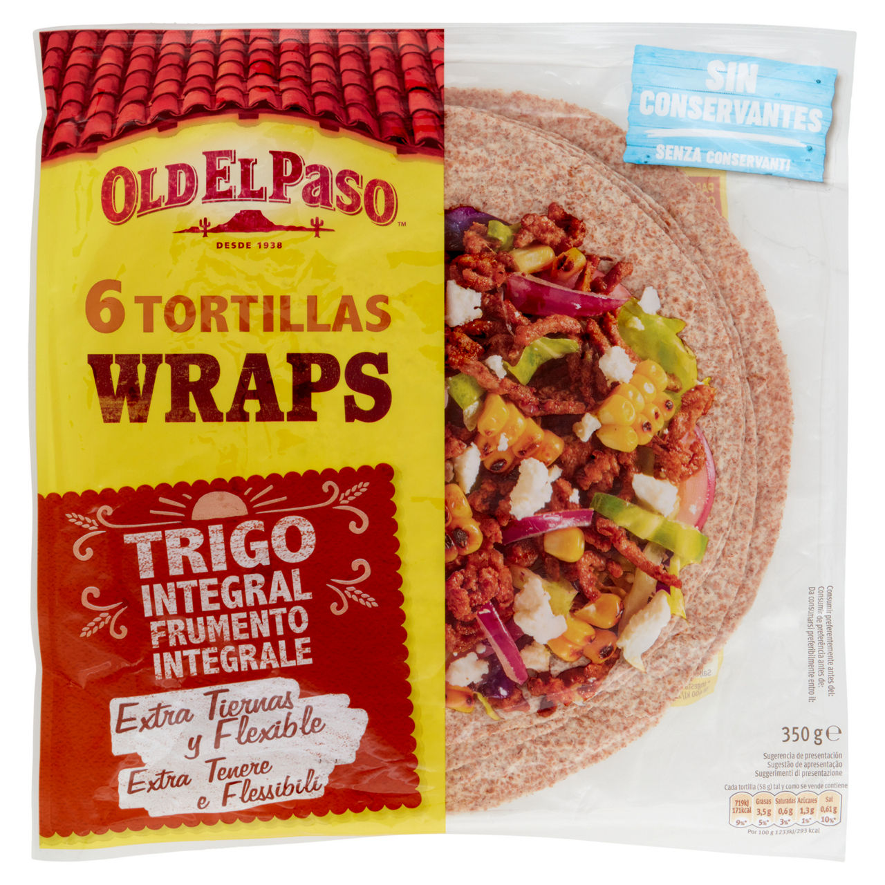 Tortillas wraps integrali 6 pz 350 gr - Immagine 01