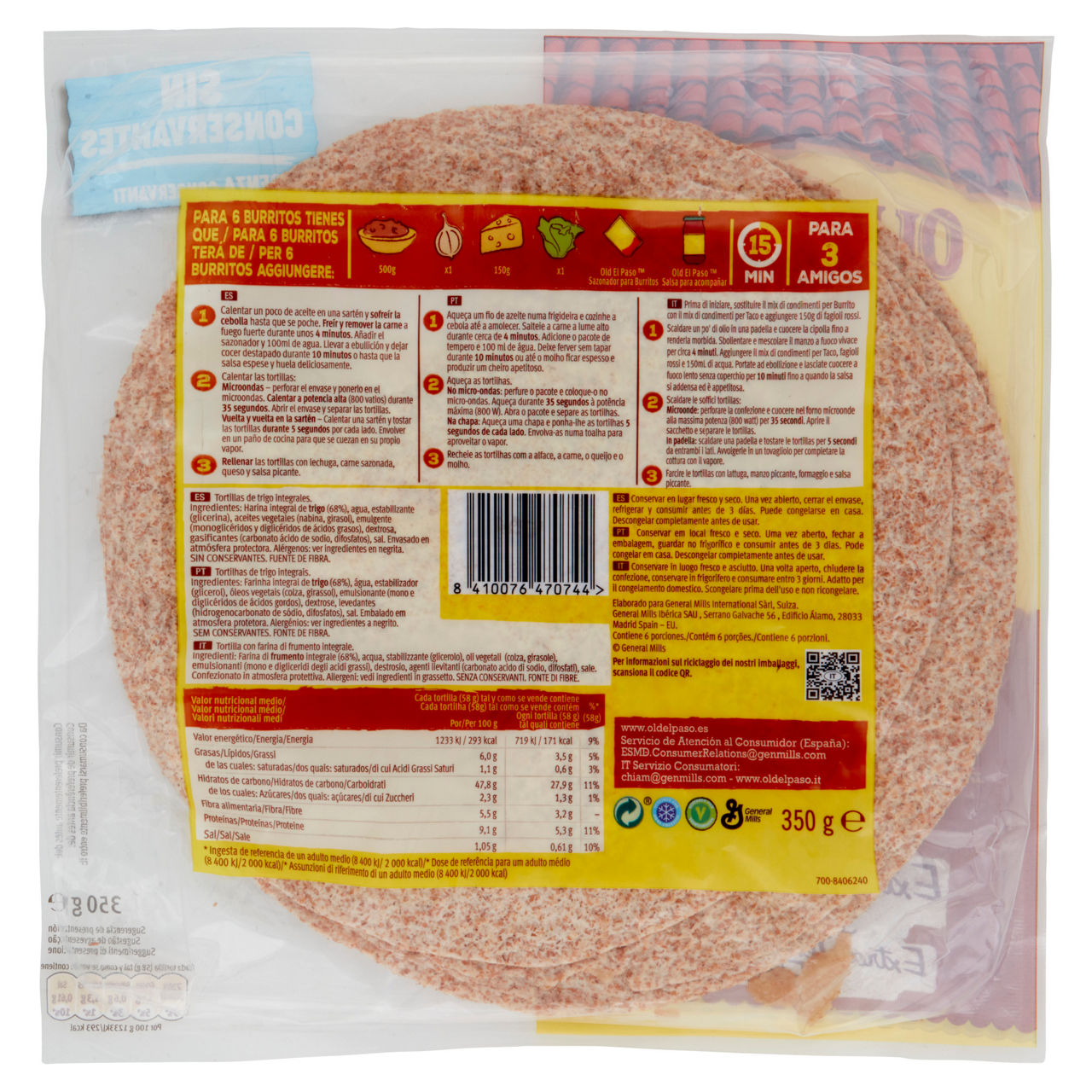 Tortillas wraps integrali 6 pz 350 gr - Immagine 11