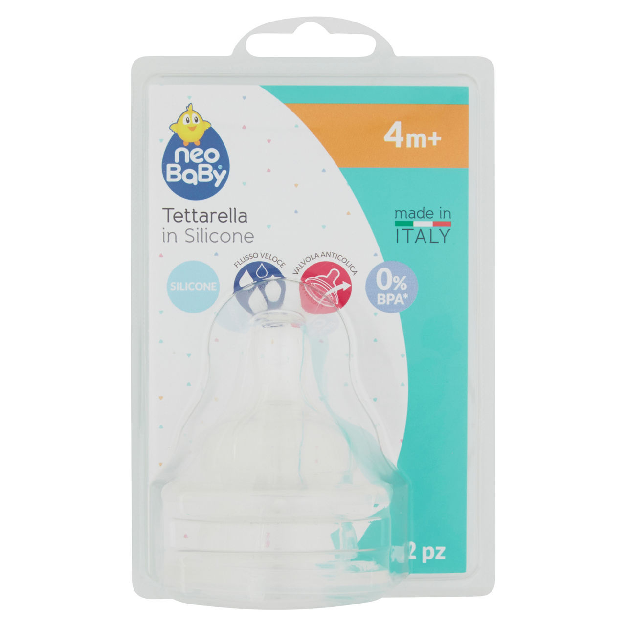 Tettarella in silicone flusso veloce 4 m+ 2 pz - Immagine 01