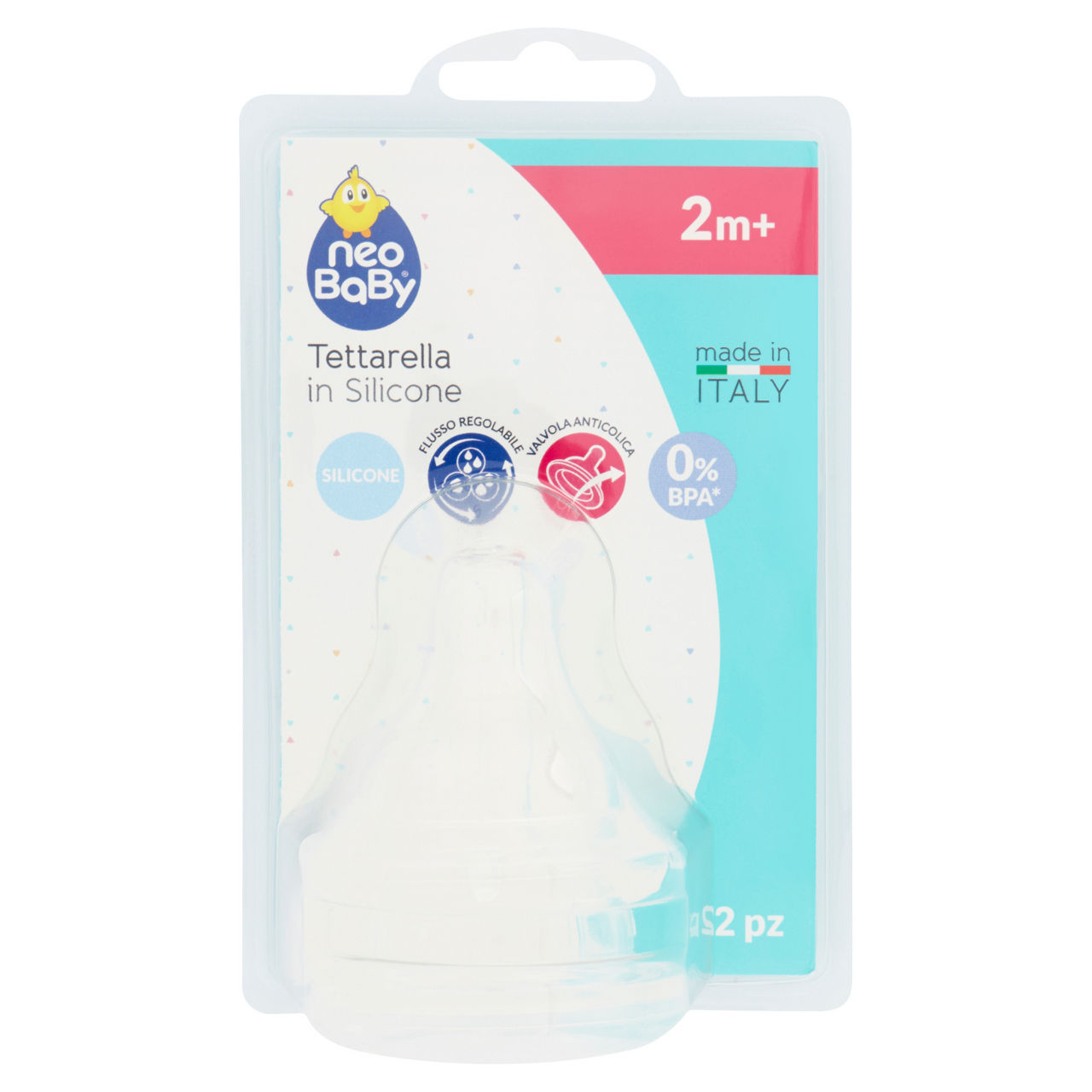 Tettarella in silicone flusso regolabile 2 m+ 2 pz