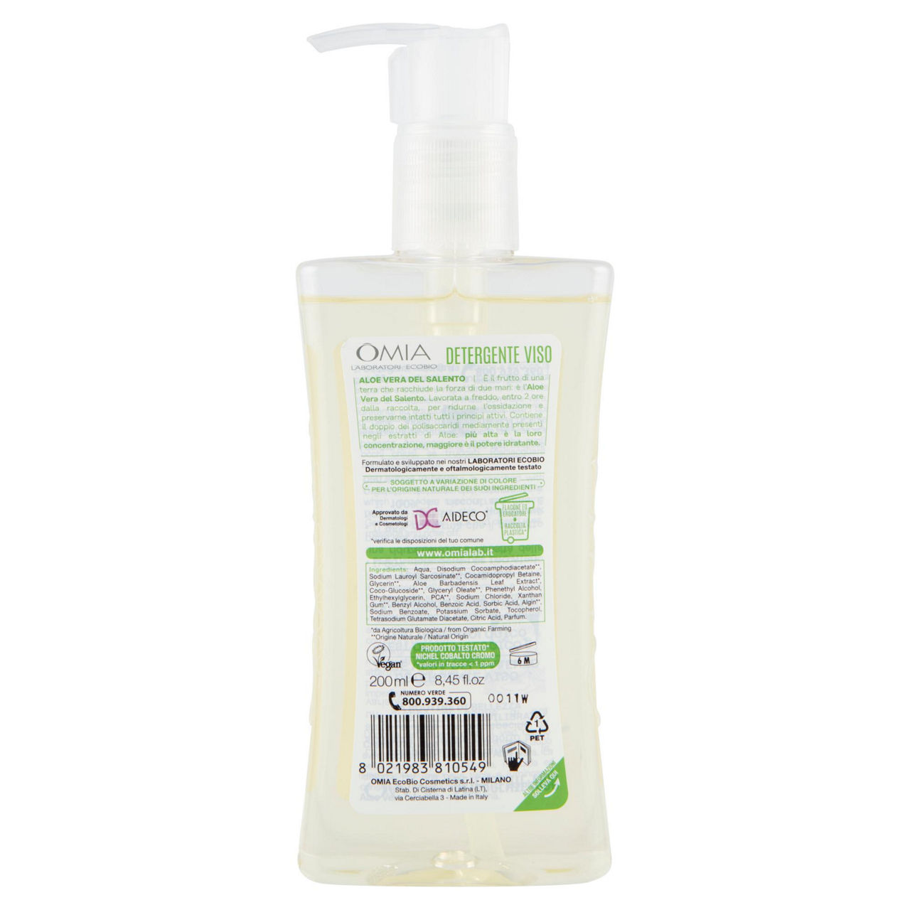 Detergente viso omia  laboratoires aloe vera idratante equilibrante bio ml 200 - Immagine 41