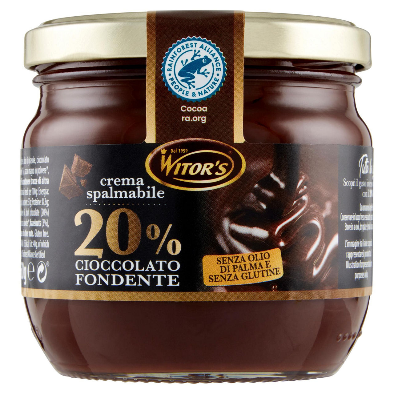 Crema spalmabile 20% cioccolato fondente 360 gr - Immagine 01