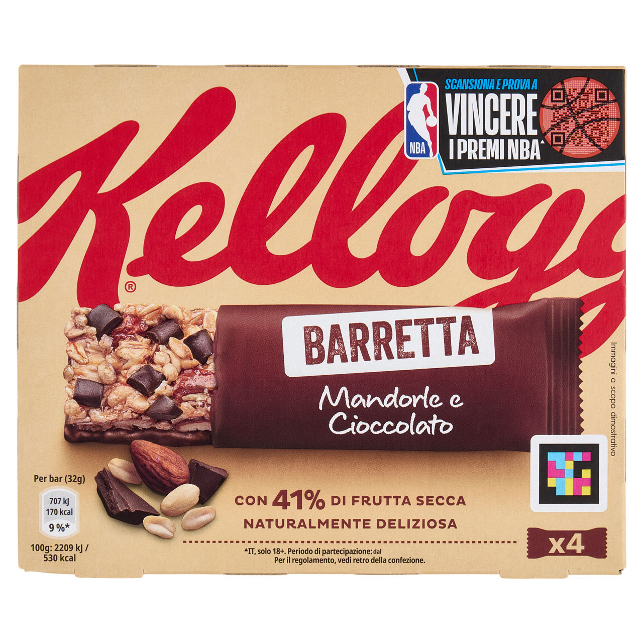 Barrette mandorla cioccolato kellogg's scatola pz.4 x gr.32 - Immagine 01